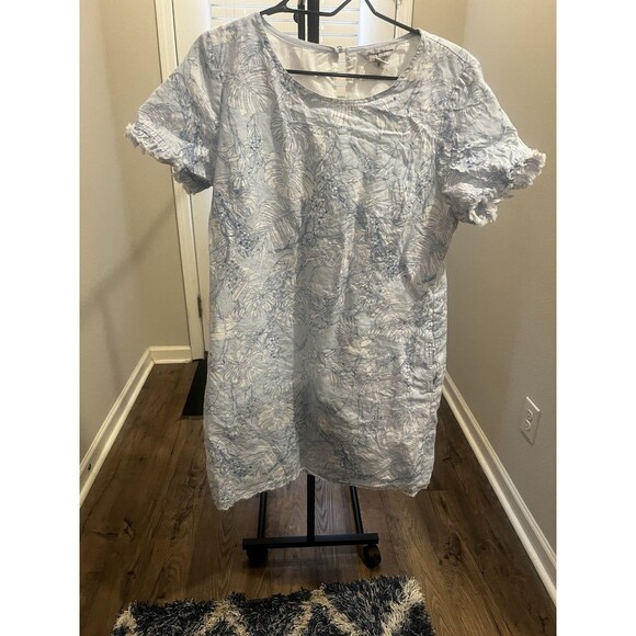Tommy Bahama Short-sleeve Linen Shift Dress with A Tropical Print-Size M - Picture 2 of 10
